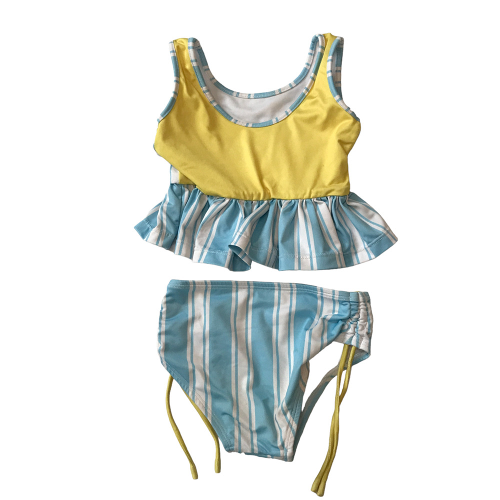 Well Dressed Wolf Wildling Cabana Blue Stripe Tankini Swim 18M - Picture 2 of 6